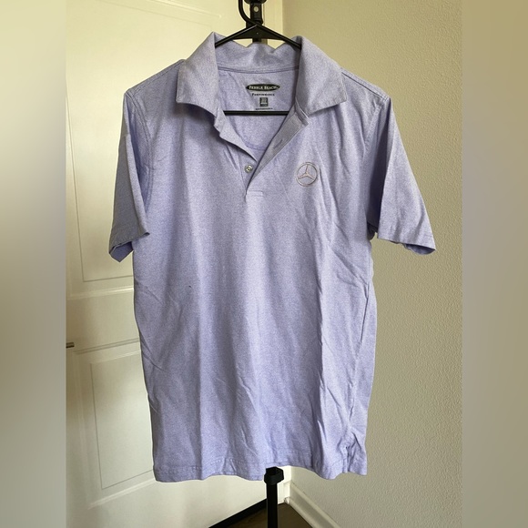 PEBBLE BEACH Mercedes Benz Golf shirt. Purple and white stripes. Size small - Picture 1 of 2